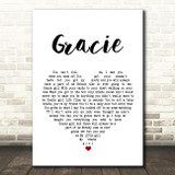 Ben Folds Gracie White Heart Song Lyric Quote Print
