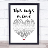 Burt Bacharach This Guy's in Love White Heart Song Lyric Quote Print