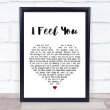 Depeche Mode I Feel You White Heart Song Lyric Quote Print