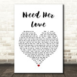 Electric Light Orchestra Need Her Love White Heart Song Lyric Quote Print