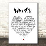 F.R. David Words White Heart Song Lyric Quote Print