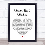Gabriella Cilmi Warm This Winter White Heart Song Lyric Quote Print