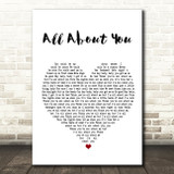 Hilary Duff All About You White Heart Song Lyric Quote Print