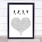 Plain White T's 1, 2, 3, 4 White Heart Song Lyric Quote Print