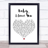 Ramones Baby I Love You White Heart Song Lyric Quote Print