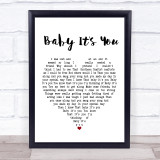 Smokie Baby It's You White Heart Song Lyric Quote Print