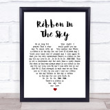 Stevie Wonder Ribbon In The Sky White Heart Song Lyric Quote Print