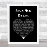 INOJ L Y D (Love You Down) Black Heart Song Lyric Print