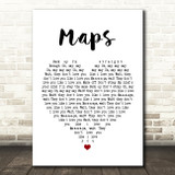Yeah Yeah Yeahs Maps White Heart Song Lyric Quote Print