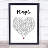 Yeah Yeah Yeahs Maps White Heart Song Lyric Quote Print