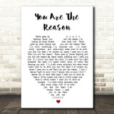 Calum Scott You Are The Reason Heart Song Lyric Quote Print