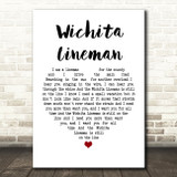 Glen Campbell Wichita Lineman Heart Song Lyric Quote Print