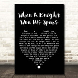 Jan Struther When a Knight Won His Spurs Black Heart Song Lyric Print
