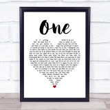 U2 One Heart Song Lyric Quote Print