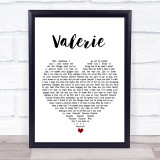 Amy Winehouse Valerie White Heart Song Lyric Print