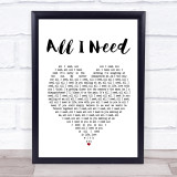 AWOLNATION All I Need White Heart Song Lyric Print