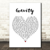 Embrace Gravity White Heart Song Lyric Print