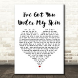 Frank Sinatra I've Got You Under My Skin White Heart Song Lyric Print