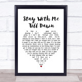 Judie Tzuke Stay With Me Till Dawn White Heart Song Lyric Print