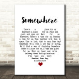 Leonard Bernstein & Stephen sondheim Somewhere White Heart Song Lyric Print