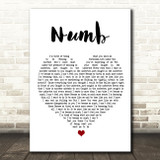 Linkin Park Numb White Heart Song Lyric Print