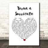 Luciano Pavarotti Torna a Surriento White Heart Song Lyric Print