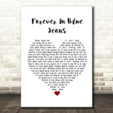 Neil Diamond Forever In Blue Jeans White Heart Song Lyric Print