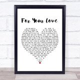 Stevie Wonder For Your Love White Heart Song Lyric Print