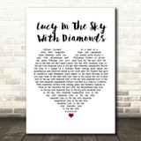 The Beatles Lucy In The Sky With Diamonds White Heart Song Lyric Print