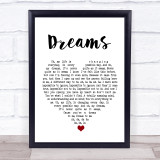 The Cranberries Dreams White Heart Song Lyric Print