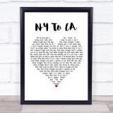 The Hunna NY To LA White Heart Song Lyric Print