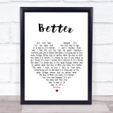 Tom Baxter Better White Heart Song Lyric Print