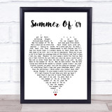 Summer Of '69 Bryan Adams Quote Song Lyric Heart Print
