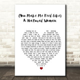 Aretha Franklin You Make Me Feel Like A Natural Woman White Heart Lyric Print