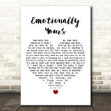 Bob Dylan Emotionally Yours White Heart Song Lyric Print