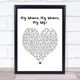 Dean Martin My Woman, My Woman, My Wife White Heart Song Lyric Print