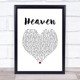 DJ Sammy Heaven White Heart Song Lyric Print