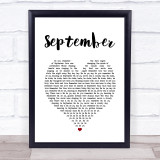 Earth Wind and Fire September White Heart Song Lyric Print