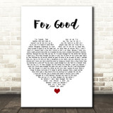 Idina Menzel & Kristin Chenoweth For Good White Heart Song Lyric Print