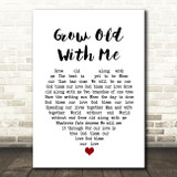 John Lennon Grow Old With Me White Heart Song Lyric Print