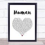Jon McLaughlin Human White Heart Song Lyric Print