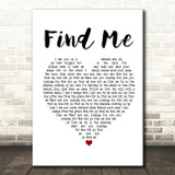 Kings Of Leon Find Me White Heart Song Lyric Print