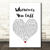 Mariah Carey Whenever You Call White Heart Song Lyric Print