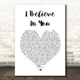 Michael Buble I Believe In You White Heart Song Lyric Print