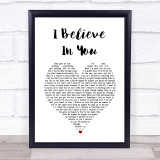 Michael Buble I Believe In You White Heart Song Lyric Print