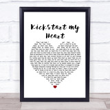 Mötley Crüe Kickstart my Heart White Heart Song Lyric Print