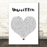 Natasha Bedingfield Unwritten White Heart Song Lyric Print