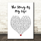 Neil Diamond The Story Of My Life White Heart Song Lyric Print