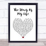 Neil Diamond The Story Of My Life White Heart Song Lyric Print