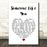 Paolo Nutini Someone Like You White Heart Song Lyric Print